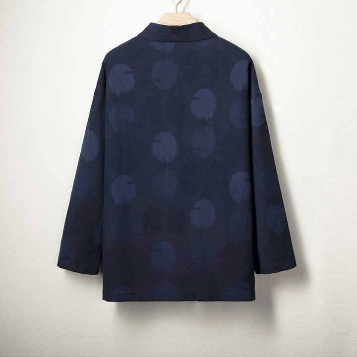Camisa de manga larga de algodón y lino con forro polar y botones de jacquard con Buddha Stones para hombre - image 1