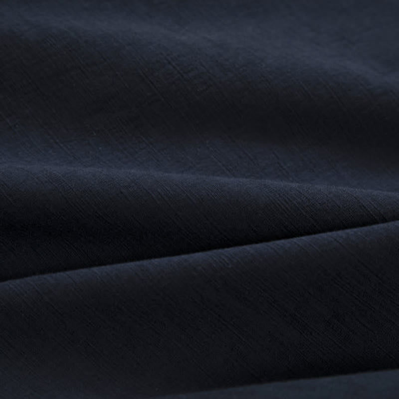 Chaqueta estilo kimono de lino y algodón con forro polar, manga larga, botones de rana y abertura frontal para hombre de Buddha Stones - image 4