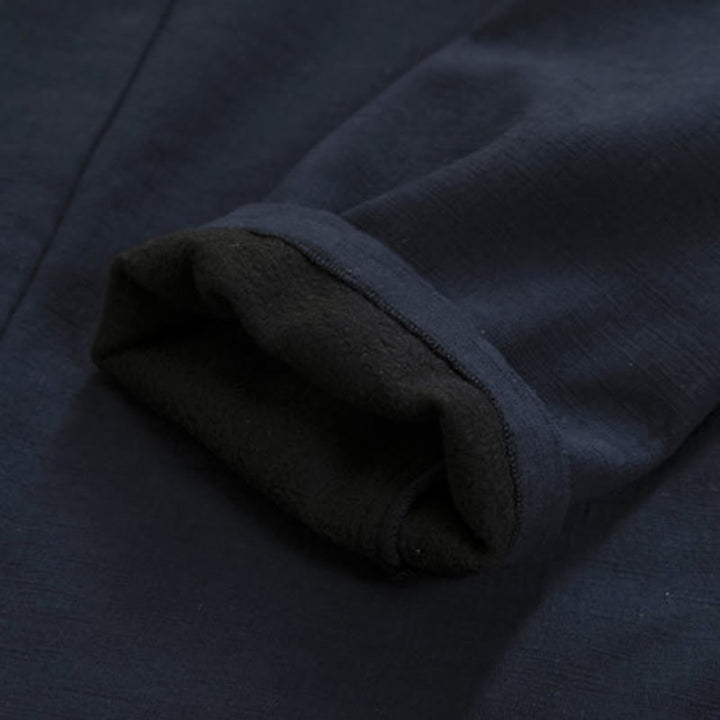 Chaqueta estilo kimono de lino y algodón con forro polar, manga larga, botones de rana y abertura frontal para hombre de Buddha Stones - image 5