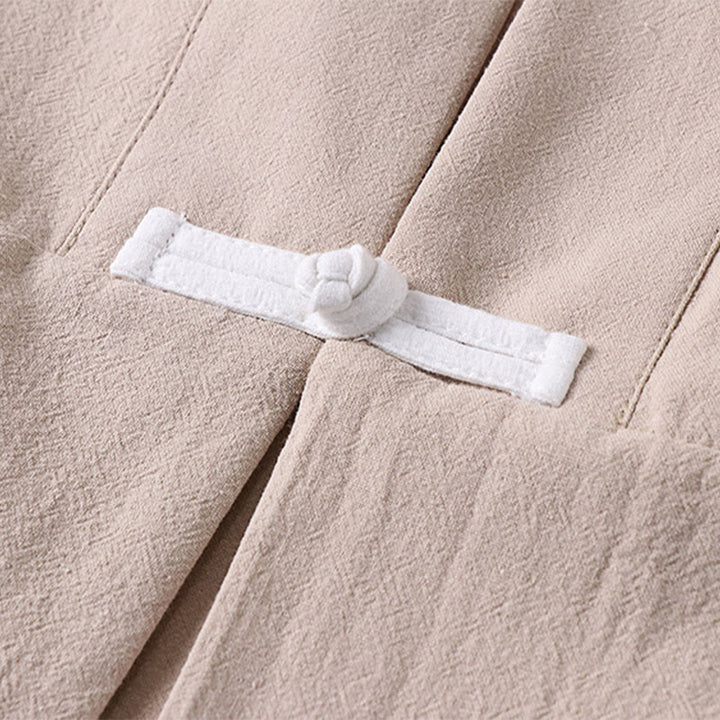 Chaqueta estilo kimono de lino y algodón con diseño de botones y mangas largas de Buddha Stones para hombre, abierta al frente, con bolsillos - image 9