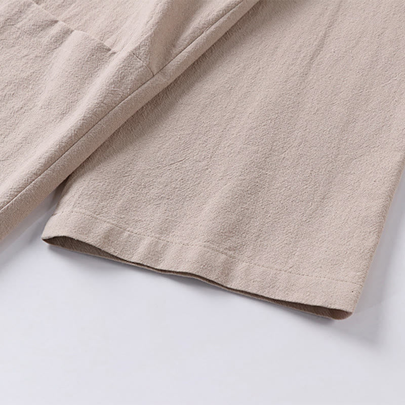 Chaqueta estilo kimono de lino y algodón con diseño de botones y mangas largas de Buddha Stones para hombre, abierta al frente, con bolsillos - image 12