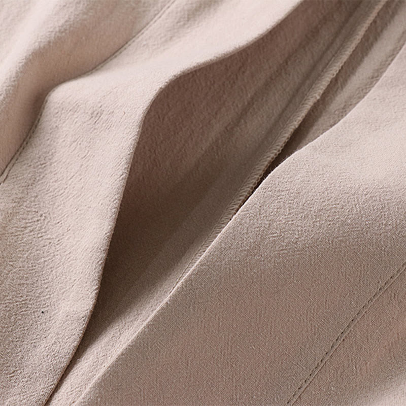 Chaqueta estilo kimono de lino y algodón con diseño de botones y mangas largas de Buddha Stones para hombre, abierta al frente, con bolsillos - image 7