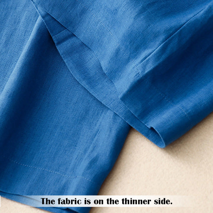 Pantalones anchos de lino con diseño sencillo e informal de verano para mujer con bolsillos con cremallera de Buddha Stones - image 20