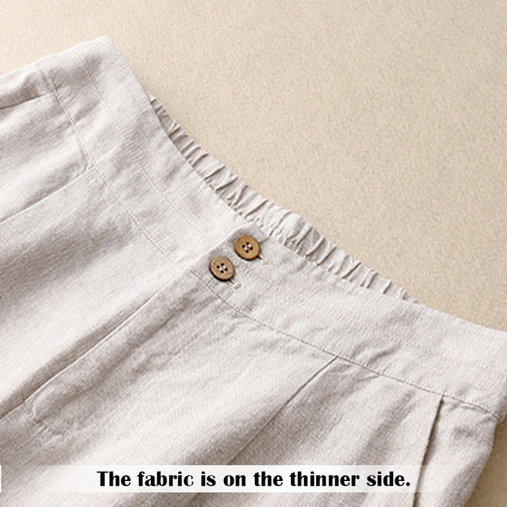 Pantalones de lino de pierna ancha para mujer con bolsillos, diseño sencillo y cremallera, estampado Buddha Stones, ideales para el verano. - image 12