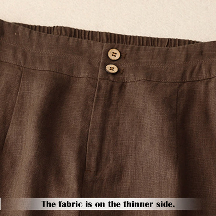 Pantalones de lino de pierna ancha para mujer con bolsillos, diseño sencillo y cremallera, estampado Buddha Stones, ideales para el verano. - image 62