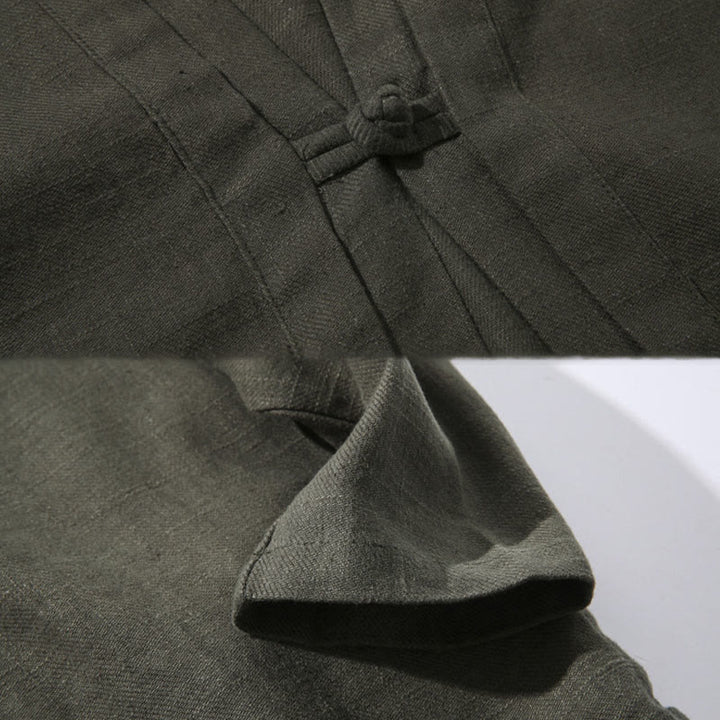 Chaqueta tipo kimono de manga larga para hombre, de algodón y lino, con diseño sencillo y liso, con abertura frontal y Buddha Stones - image 9
