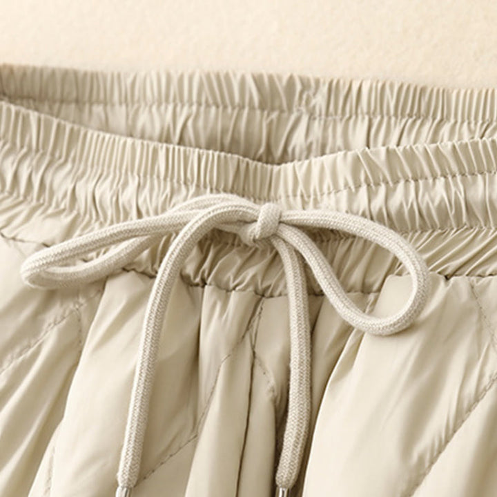 Pantalones casuales de algodón con cintura alta y cordón ajustable para mujer, de Buddha Stones, con pernera ancha y bolsillos. - image 9