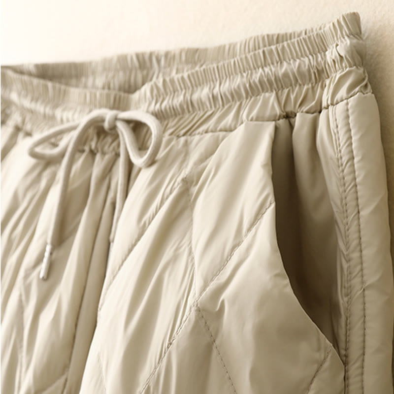 Pantalones casuales de algodón con cintura alta y cordón ajustable para mujer, de Buddha Stones, con pernera ancha y bolsillos. - image 11