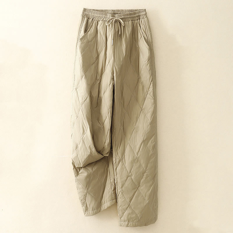 Pantalones casuales de algodón con cintura alta y cordón ajustable para mujer, de Buddha Stones, con pernera ancha y bolsillos. - Vara de oro pálida - US8-10，UK/AU12-14，EU40-42 (2XL) - image 1