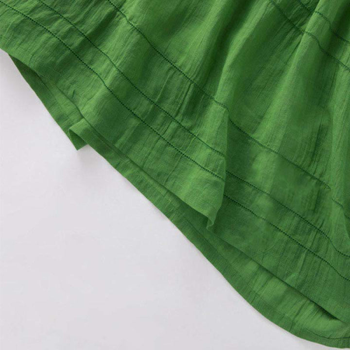 Vestido midi de algodón de media manga con escote en V y diseño de Buddha Stones para verano - image 7