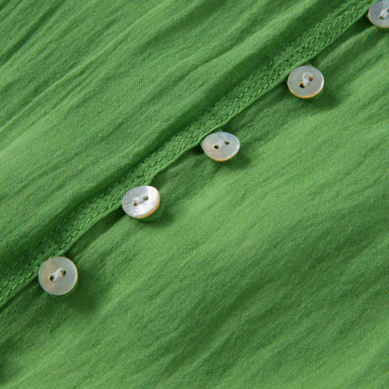 Vestido midi de algodón de media manga con escote en V y diseño de Buddha Stones para verano - image 2