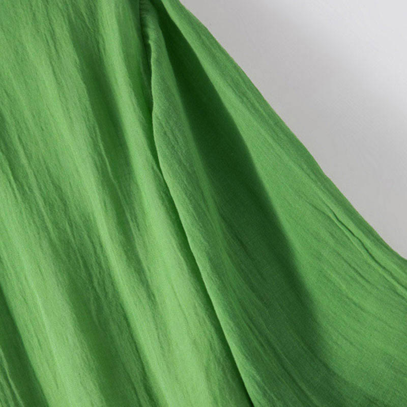 Vestido midi de algodón de media manga con escote en V y diseño de Buddha Stones para verano - image 14