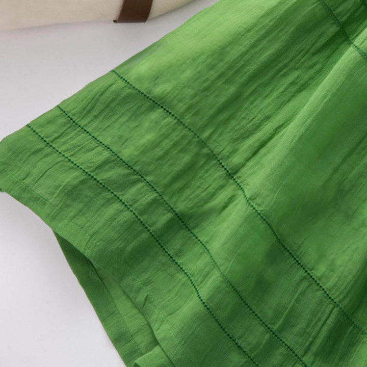 Vestido midi de algodón de media manga con escote en V y diseño de Buddha Stones para verano - image 10