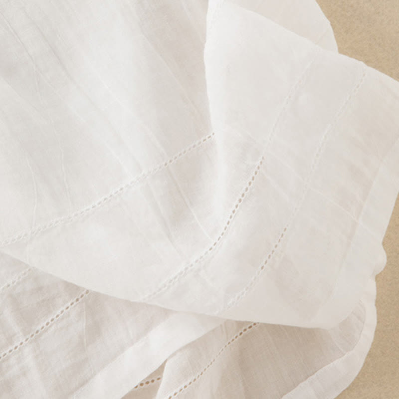 Vestido midi de algodón de media manga con escote en V y diseño de Buddha Stones para verano - image 36