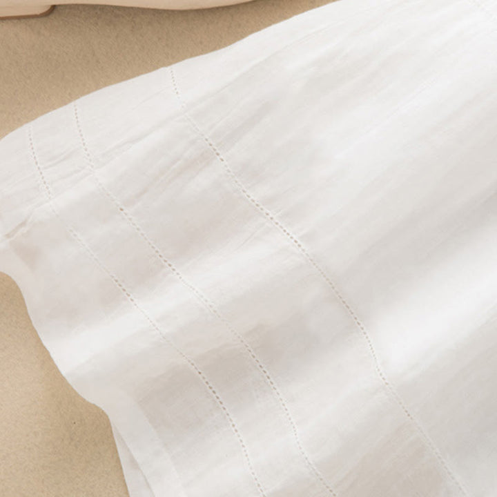 Vestido midi de algodón de media manga con escote en V y diseño de Buddha Stones para verano - image 30