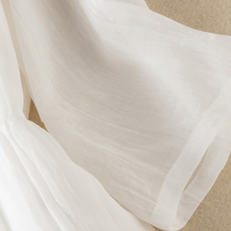 Vestido midi de algodón de media manga con escote en V y diseño de Buddha Stones para verano - image 34