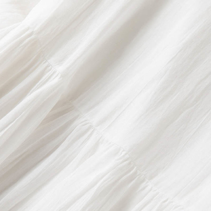 Vestido midi de algodón de media manga con escote en V y diseño de Buddha Stones para verano - image 21