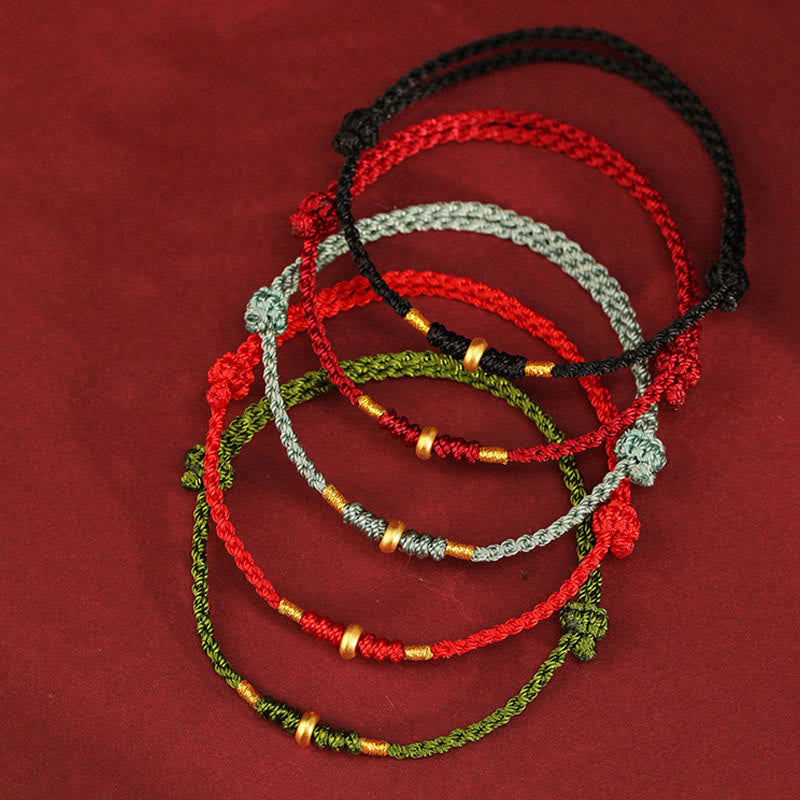 Pulsera trenzada para tobillo con pequeñas cuentas de la suerte de oro 999 y Buddha Stones - image 16