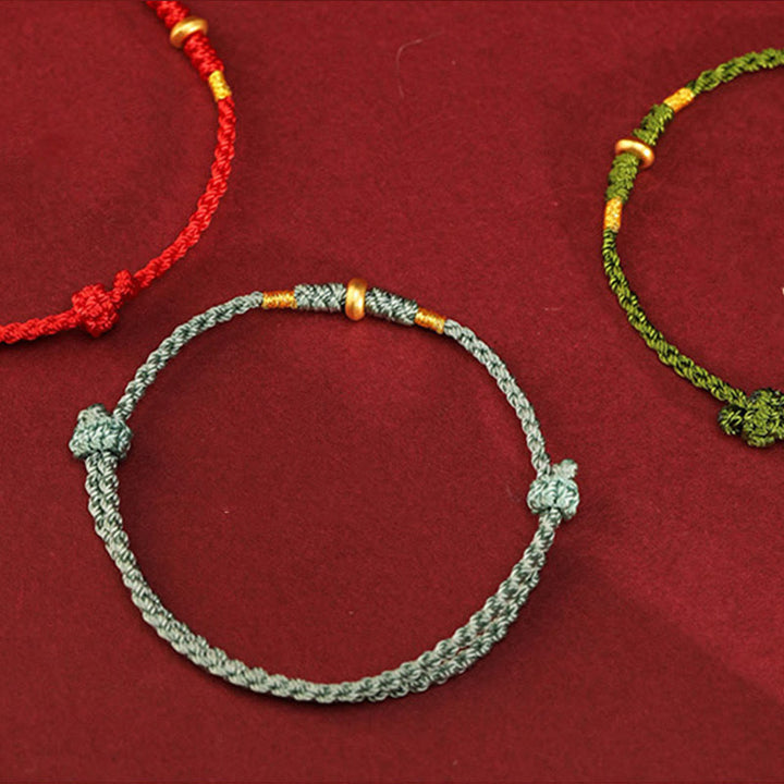 Pulsera trenzada para tobillo con pequeñas cuentas de la suerte de oro 999 y Buddha Stones - image 14