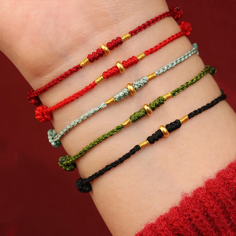 Pulsera trenzada para tobillo con pequeñas cuentas de la suerte de oro 999 y Buddha Stones - image 17