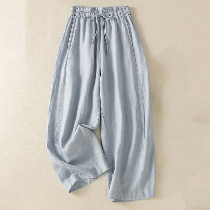 Pantalones de mujer Buddha Stones Commute de diseño sencillo con cordón ajustable y pernera ancha, con bolsillos. - Azul acero claro - US8-10，UK/AU12-14，EU40-42 (2XL) - image 0