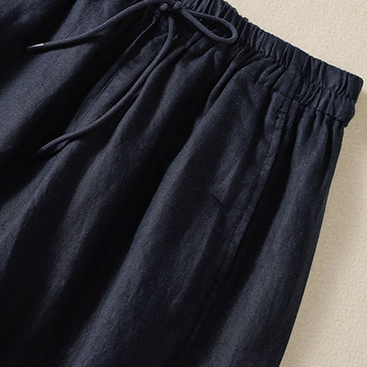 Pantalones de mujer Buddha Stones Commute de diseño sencillo con cordón ajustable y pernera ancha, con bolsillos. - image 16
