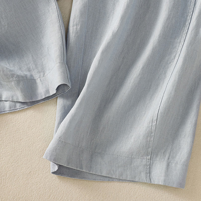 Pantalones anchos de lino y algodón con cordón ajustable para mujer, diseño sencillo, con bolsillos, de Buddha Stones Commute - image 5