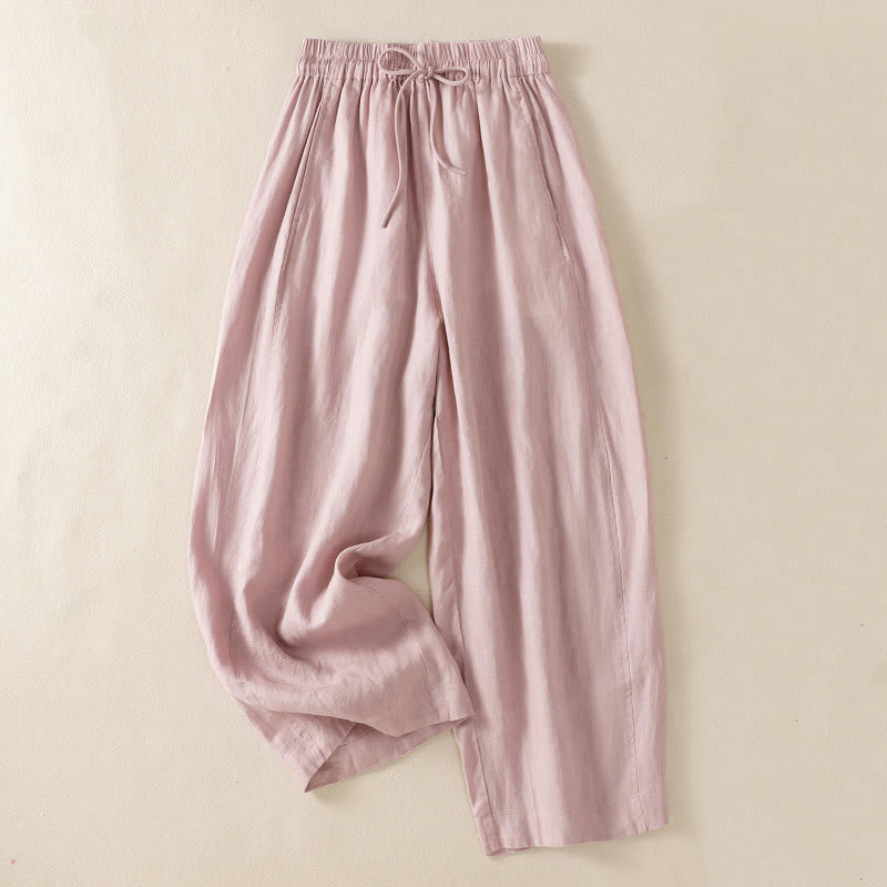 Pantalones de mujer Buddha Stones Commute de diseño sencillo con cordón ajustable y pernera ancha, con bolsillos. - rosa claro - US8-10，UK/AU12-14，EU40-42 (2XL) - image 19
