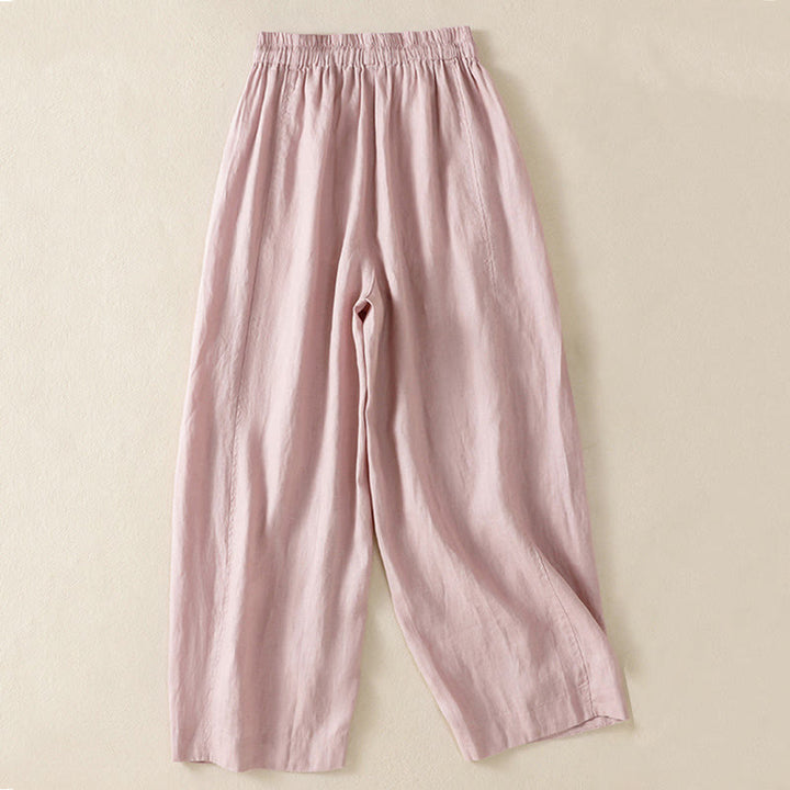 Pantalones anchos de lino y algodón con cordón ajustable para mujer, diseño sencillo, con bolsillos, de Buddha Stones Commute - image 20