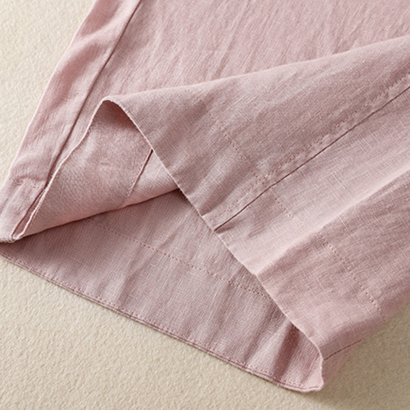 Pantalones anchos de lino y algodón con cordón ajustable para mujer, diseño sencillo, con bolsillos, de Buddha Stones Commute - image 27