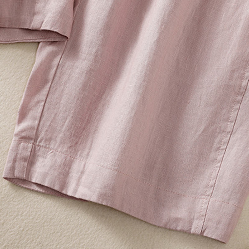 Pantalones anchos de lino y algodón con cordón ajustable para mujer, diseño sencillo, con bolsillos, de Buddha Stones Commute - image 26