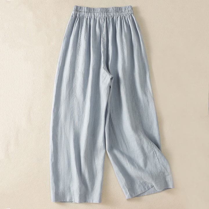 Pantalones de mujer Buddha Stones Commute de diseño sencillo con cordón ajustable y pernera ancha, con bolsillos. - image 1