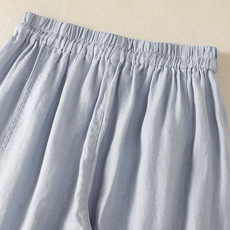 Pantalones anchos de lino y algodón con cordón ajustable para mujer, diseño sencillo, con bolsillos, de Buddha Stones Commute - image 4