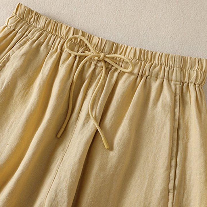 Pantalones de mujer Buddha Stones Commute de diseño sencillo con cordón ajustable y pernera ancha, con bolsillos. - image 9