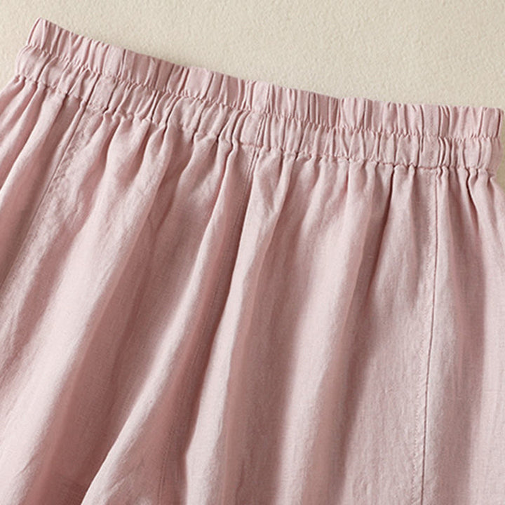 Pantalones anchos de lino y algodón con cordón ajustable para mujer, diseño sencillo, con bolsillos, de Buddha Stones Commute - image 23