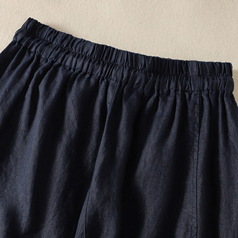 Pantalones anchos de lino y algodón con cordón ajustable para mujer, diseño sencillo, con bolsillos, de Buddha Stones Commute - image 17