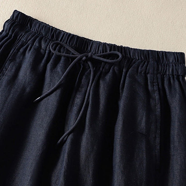 Pantalones anchos de lino y algodón con cordón ajustable para mujer, diseño sencillo, con bolsillos, de Buddha Stones Commute - image 15