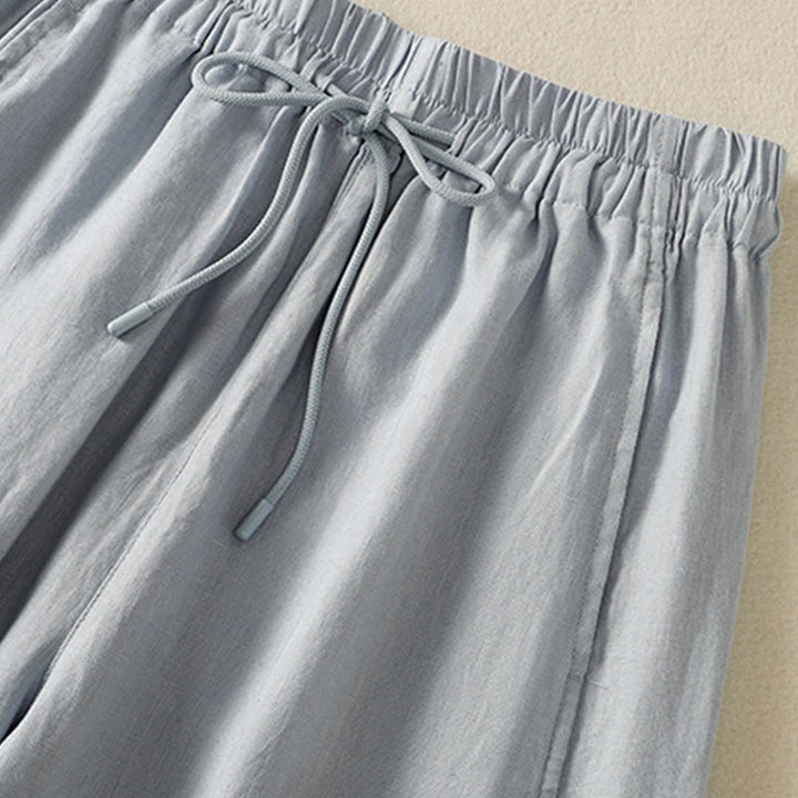 Pantalones anchos de lino y algodón con cordón ajustable para mujer, diseño sencillo, con bolsillos, de Buddha Stones Commute - image 3