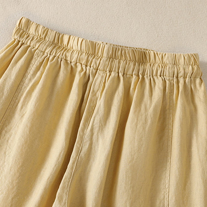 Pantalones anchos de lino y algodón con cordón ajustable para mujer, diseño sencillo, con bolsillos, de Buddha Stones Commute - image 11