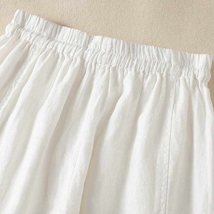 Pantalones anchos de lino y algodón con cordón ajustable para mujer, diseño sencillo, con bolsillos, de Buddha Stones Commute - image 32