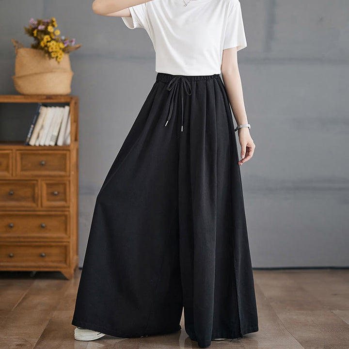 Pantalones anchos de algodón para mujer con diseño retro de abertura en la pierna y bolsillos de Buddha Stones - image 12