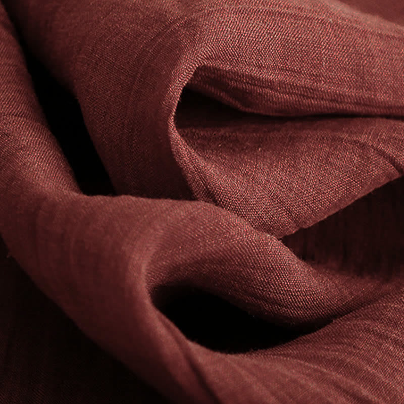 Pantalones anchos de mujer con bolsillos y cordón ajustable de color puro Buddha Stones Spring de doble capa - image 7