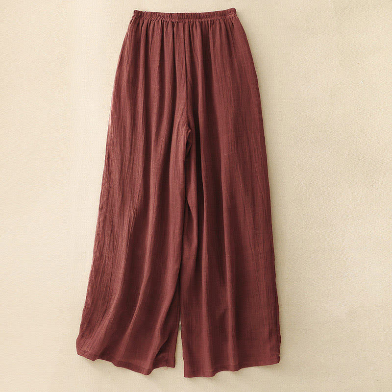 Pantalones de mujer de doble capa, pierna ancha y bolsillos, de color liso, con cordón ajustable, estampado Buddha Stones Spring. - image 2