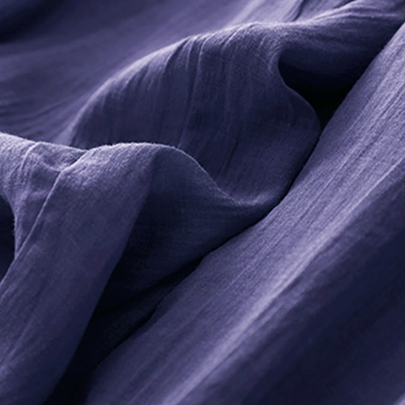 Pantalones anchos de mujer con bolsillos y cordón ajustable de color puro Buddha Stones Spring de doble capa - image 17