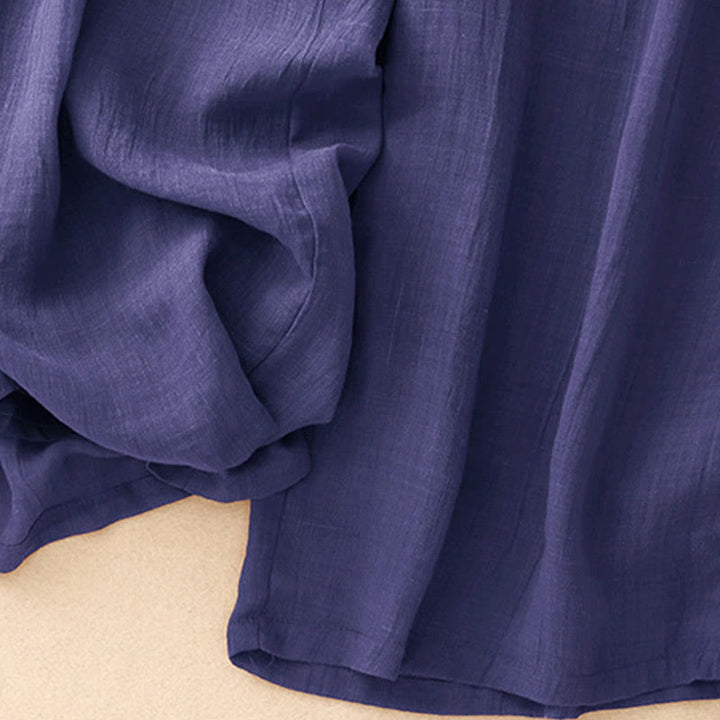 Pantalones anchos de mujer con bolsillos y cordón ajustable de color puro Buddha Stones Spring de doble capa - image 18