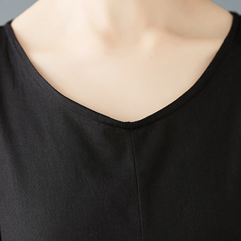 Vestido midi de algodón de manga larga para mujer con diseño de doble capa y Buddha Stones - image 8