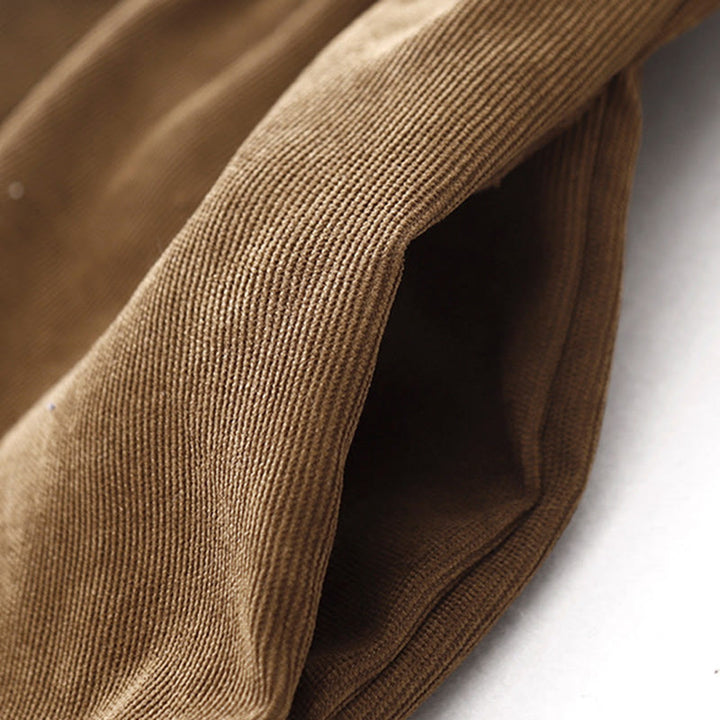 Vestido midi de pana con cuello Peter Pan, manga larga y bolsillos, con diseño de botones y Buddha Stones - image 5