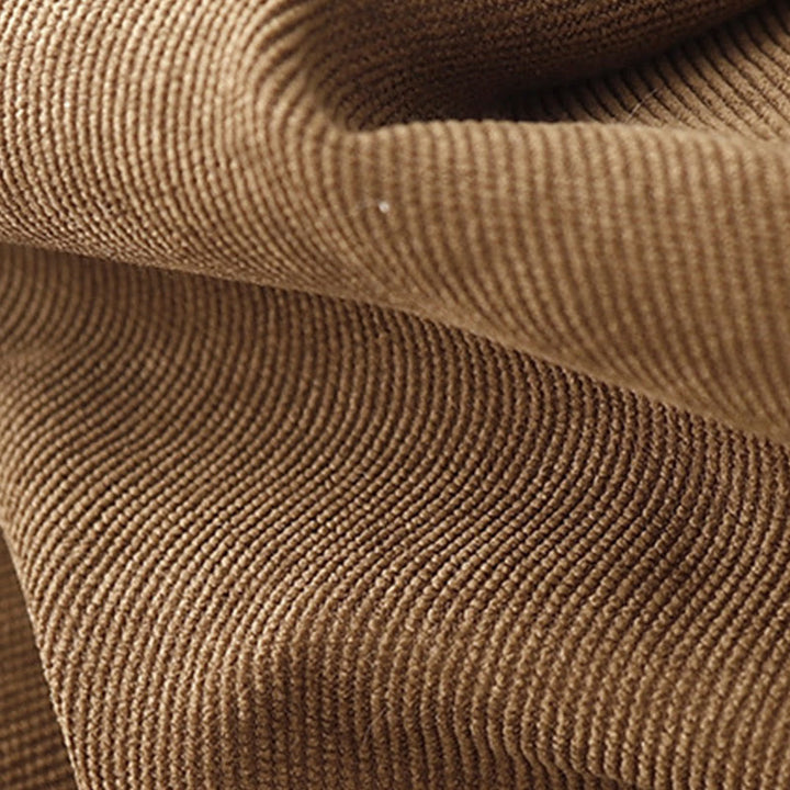 Vestido midi de pana con cuello Peter Pan, manga larga y bolsillos, con diseño de botones y Buddha Stones - image 7