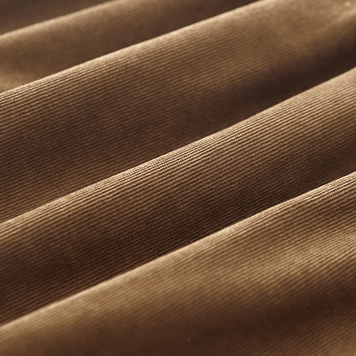 Vestido midi de pana con cuello Peter Pan, manga larga y bolsillos, con diseño de botones y Buddha Stones - image 8