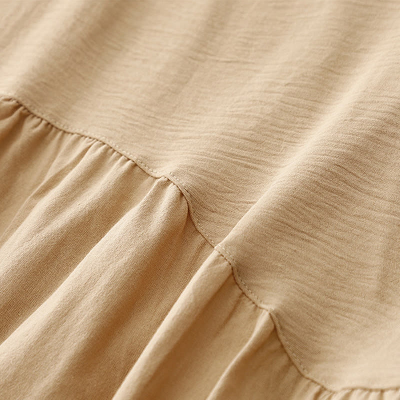 Vestido midi de lino y algodón de manga larga con solapa y bolsillos de Buddha Stones Spring - image 13